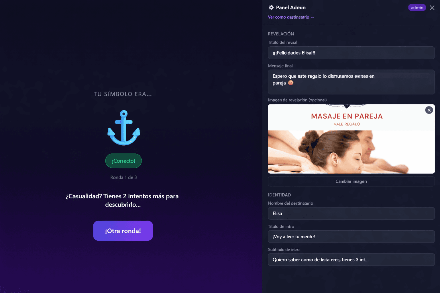Panel de configuración